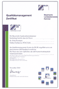 QM-Zertifikat der Bayerischen Landeszahnärzte Kammer